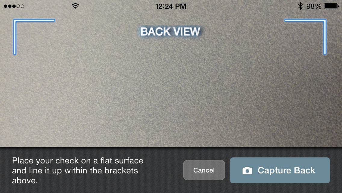 Remote check deposit back view