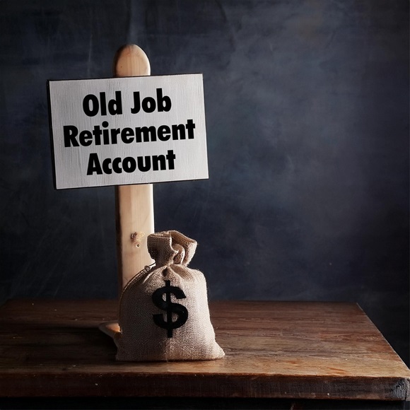 Old job retirement account represented by a money bag