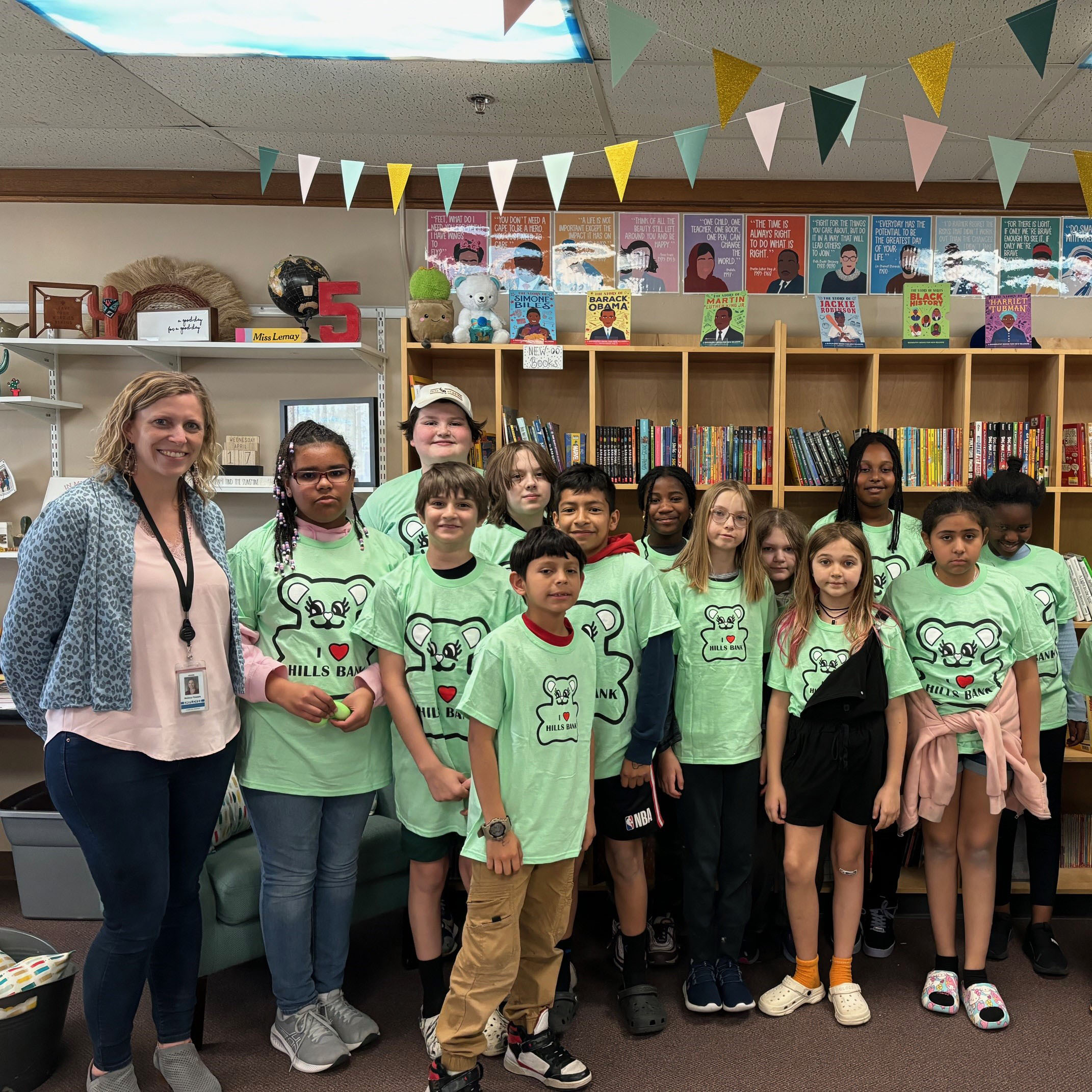 A group photo of grade school students participating in Junior Achievement.